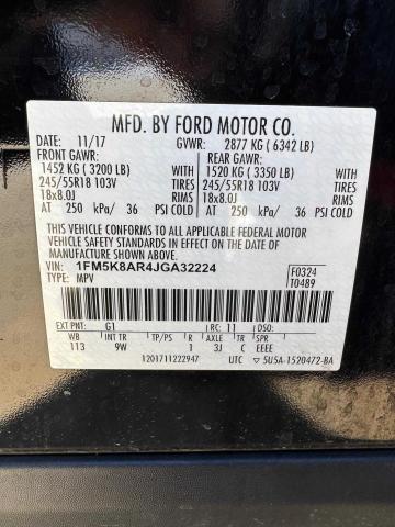 1FM5K8AR4JGA32224 - 2018 FORD EXPLORER POLICE INTERCEPTOR 黑色 照片 10