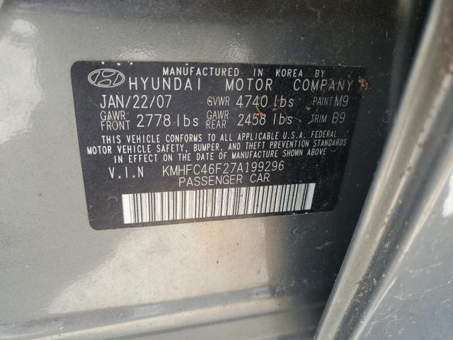 KMHFC46F27A199296 - 2007 HYUNDAI AZERA SE GRAY photo 12