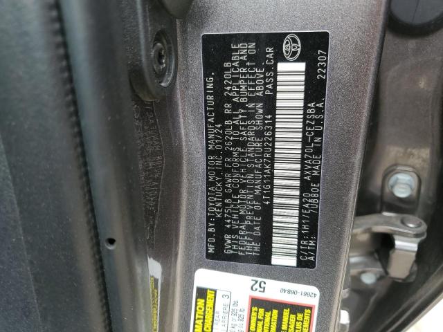 4T1G11AK7RU226314 - 2024 TOYOTA CAMRY SE NIGHT SHADE GRAY photo 12