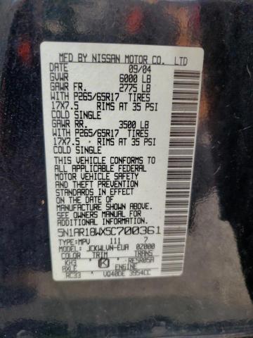 5N1AR18WX5C700361 - 2005 NISSAN PATHFINDER LE Qara foto 13