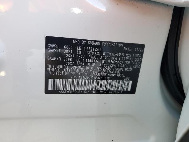 4S4WMAUD1P3403216 - 2023 SUBARU ASCENT LIMITED WHITE photo 13