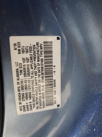 5FNRL387X6B127432 - 2006 HONDA ODYSSEY EXL BLUE photo 13