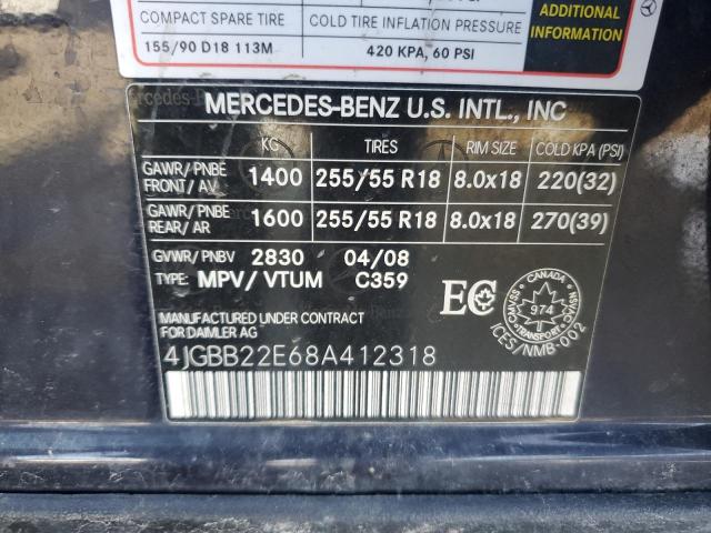 4JGBB22E68A412318 - 2008 MERCEDES-BENZ ML 320 CDI BLUE photo 13