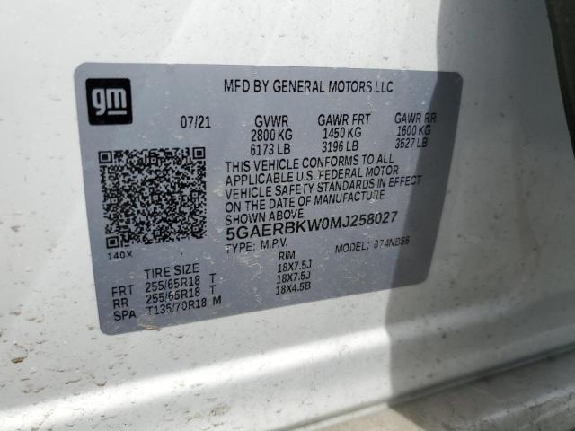 5GAERBKW0MJ258027 - 2021 BUICK ENCLAVE ESSENCE 白色 照片 12