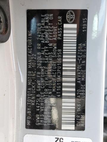 4T1G11AK3PU106958 - 2023 TOYOTA CAMRY SE NIGHT SHADE WHITE photo 12