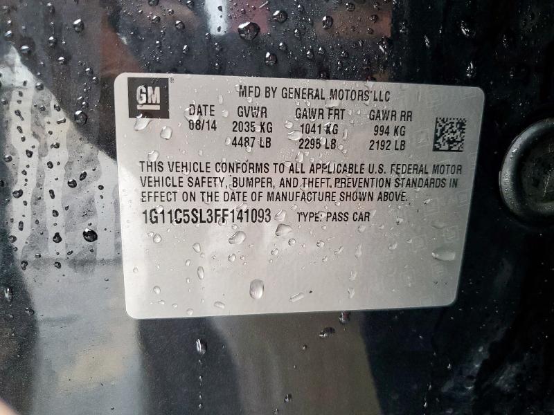 1G11C5SL3FF141093 - 2015 CHEVROLET MALIBU 1LT BLACK photo 12