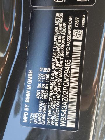 WBS43AZ02PCM29465 - 2023 BMW M4 COMPETITION GRAY photo 12