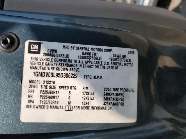 1GMDV03L95D306229 - 2005 PONTIAC MONTANA SV6 GRAY photo 13