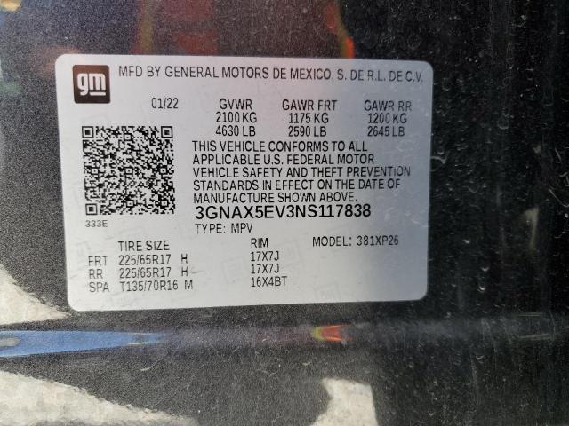 3GNAX5EV3NS117838 - 2022 CHEVROLET EQUINOX LS GRAY photo 12