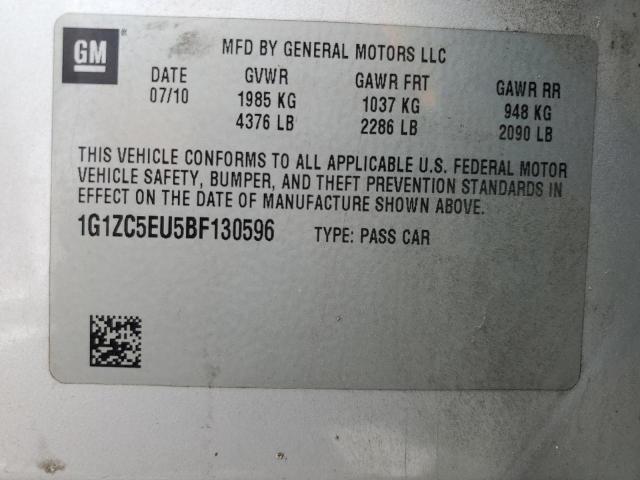 1G1ZC5EU5BF130596 - 2011 CHEVROLET MALIBU 1LT Plata foto 12