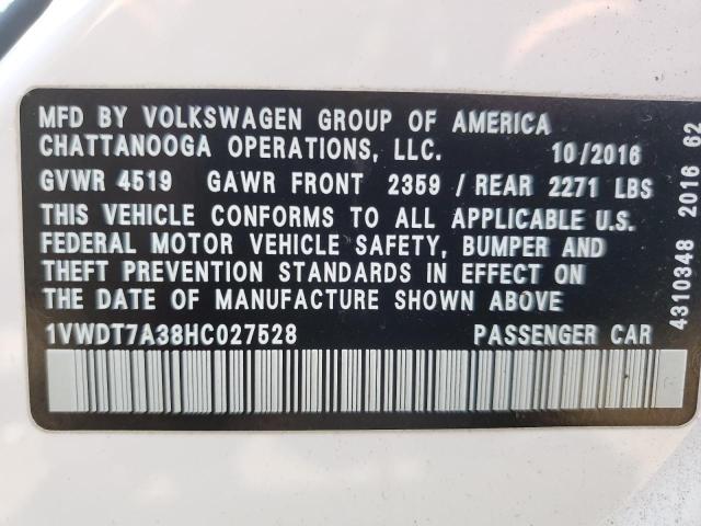 1VWDT7A38HC027528 - 2017 VOLKSWAGEN PASSAT R-LINE Ağ foto 12