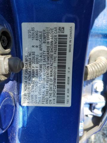 2HGFC2F84MH505102 - 2021 HONDA CIVIC SPORT 蓝色 照片 12