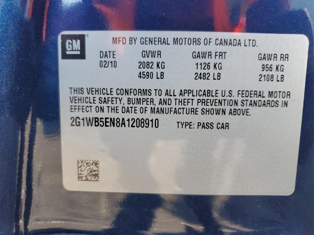 2G1WB5EN8A1208910 - 2010 CHEVROLET IMPALA LT BLUE photo 13