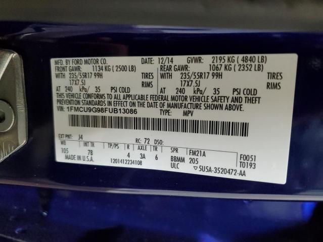 1FMCU9G98FUB13086 - 2015 FORD ESCAPE SE BLUE photo 13