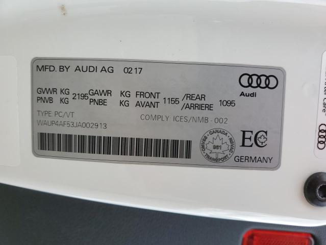 WAUP4AF53JA002913 - 2018 AUDI S5 PREMIUM PLUS WHITE photo 12