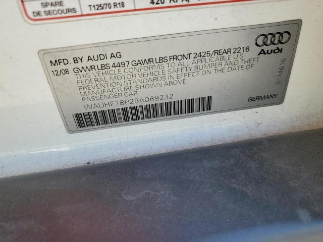 WAUHF78P29A089232 - 2009 AUDI A3 2.0T WHITE photo 12