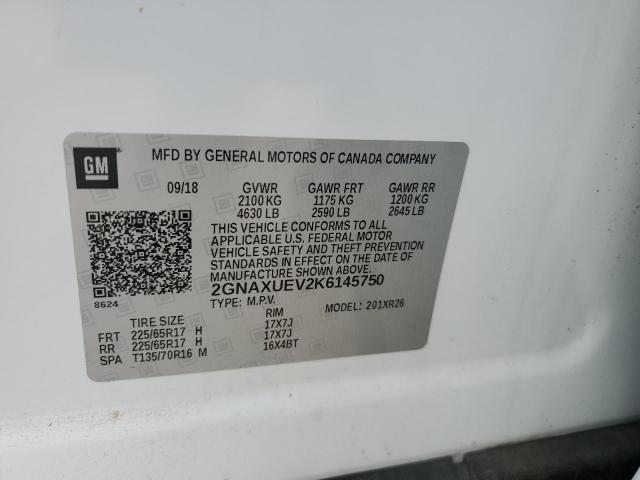 2GNAXUEV2K6145750 - 2019 CHEVROLET EQUINOX LT Blanc photo 14