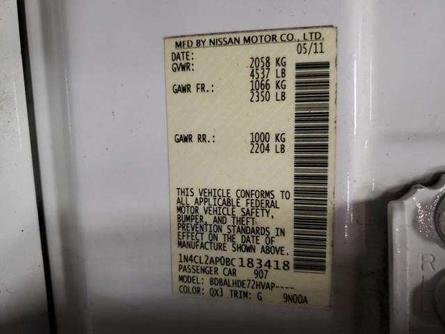 1N4CL2AP0BC183418 - 2011 NISSAN ALTIMA HYBRID WHITE photo 13