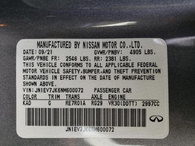 JN1EV7JK6NM600072 - 2022 INFINITI Q60 PURE GRAY photo 13