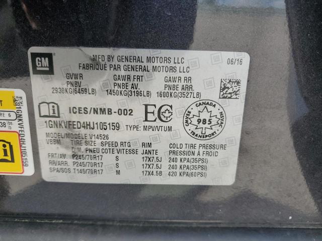 1GNKVFED4HJ105159 - 2017 CHEVROLET TRAVERSE LS CHARCOAL photo 13