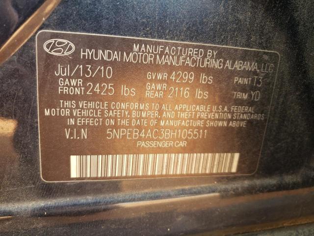 5NPEB4AC3BH105511 - 2011 HYUNDAI SONATA GLS GRAY photo 13