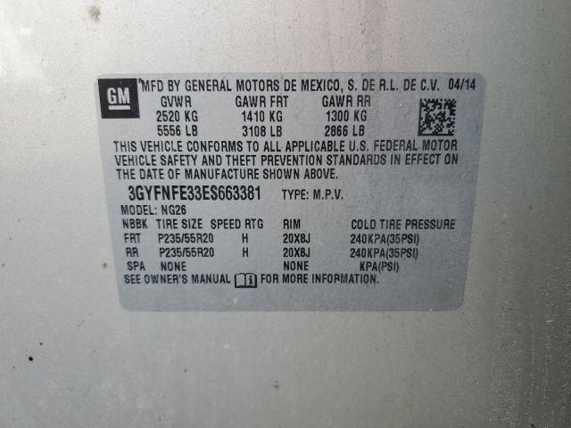 3GYFNFE33ES663381 - 2014 CADILLAC SRX PERFORMANCE COLLECTION Бежевый фото 14