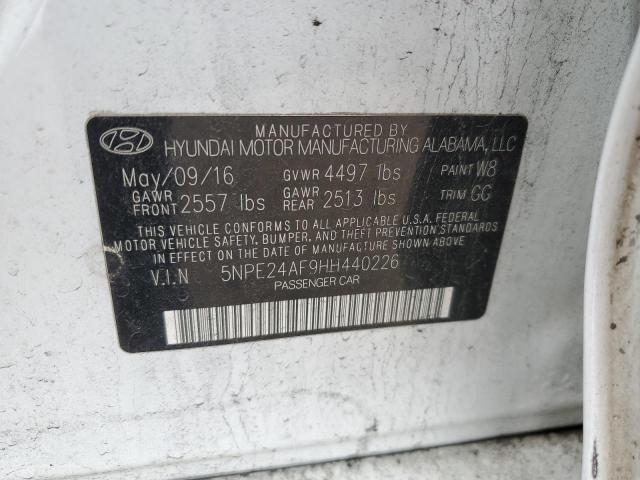 5NPE24AF9HH440226 - 2017 HYUNDAI SONATA SE WHITE photo 12