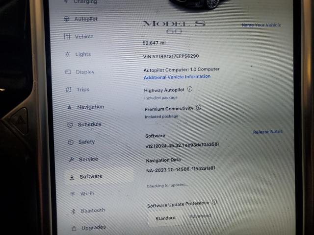 5YJSA1S17EFP56290 - 2014 TESLA MODEL S GRAY photo 9