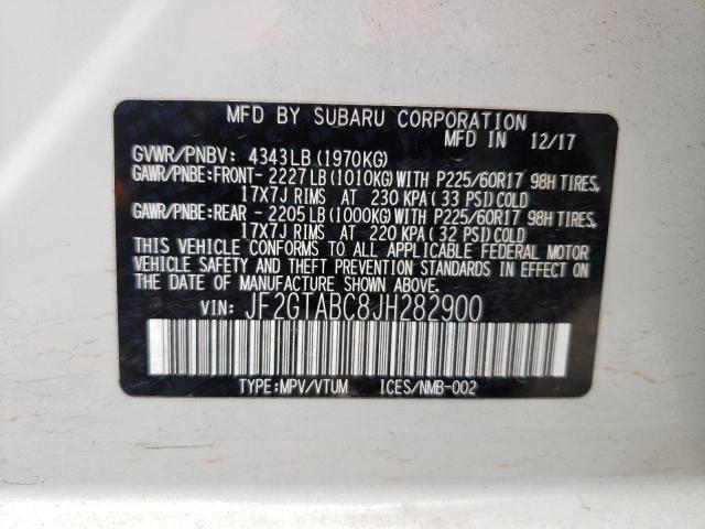 JF2GTABC8JH282900 - 2018 SUBARU CROSSTREK PREMIUM 白色 照片 13