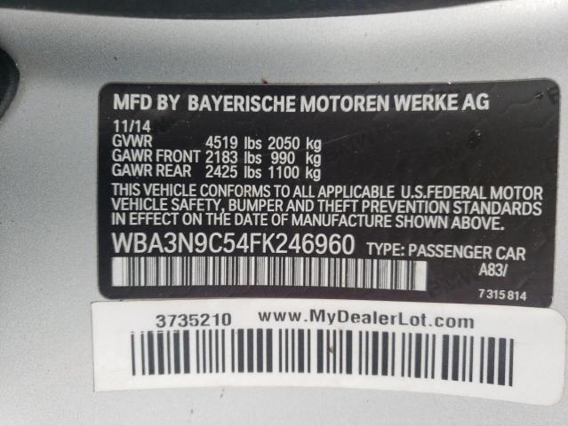 WBA3N9C54FK246960 - 2015 BMW 428 XI SILVER photo 12