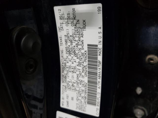 5TFLU4EN0CX044962 - 2012 TOYOTA TACOMA DOUBLE CAB BLUE photo 12