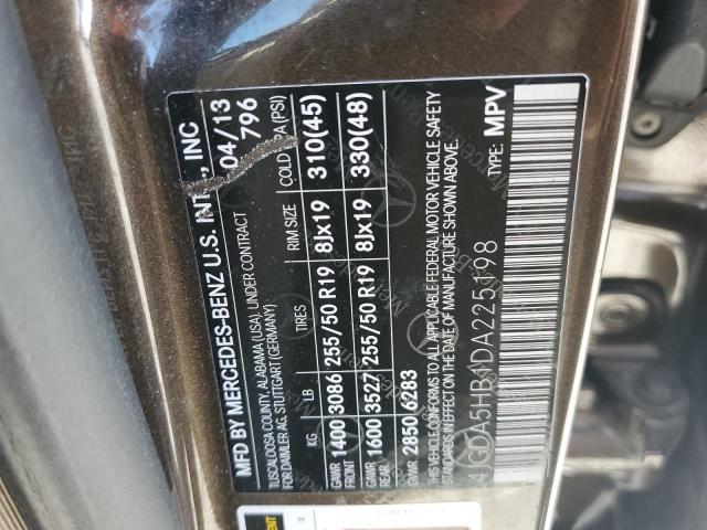 4JGDA5HB1DA225198 - 2013 MERCEDES-BENZ ML 350 4MATIC BROWN photo 12