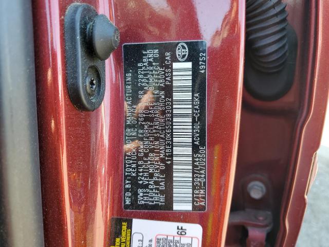 4T1BE30K65U383032 - 2005 TOYOTA CAMRY LE RED photo 12