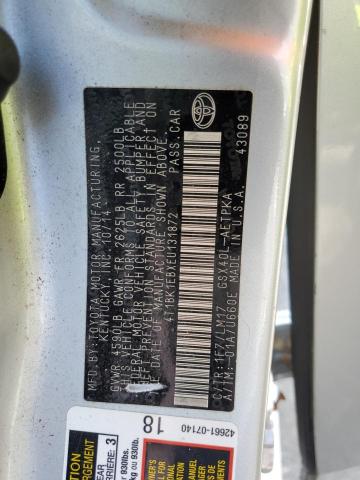 4T1BK1EBXEU131872 - 2014 TOYOTA AVALON BASE 银色 照片 12