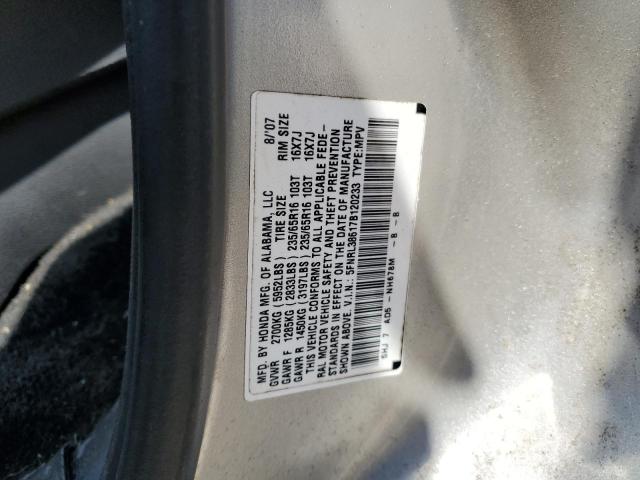 5FNRL38617B120233 - 2007 HONDA ODYSSEY EXL SILVER photo 13