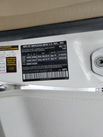 4JGDA5HBXFA606115 - 2015 MERCEDES-BENZ ML 350 4MATIC WHITE photo 13