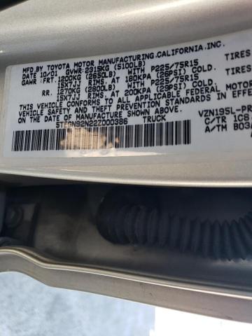 5TEGN92N22Z000386 - 2002 TOYOTA TACOMA DOUBLE CAB PRERUNNER SILVER photo 12