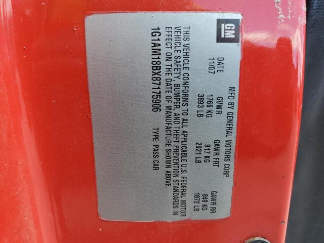 1G1AL18F687151592 - 2008 CHEVROLET COBALT LT RED photo 12