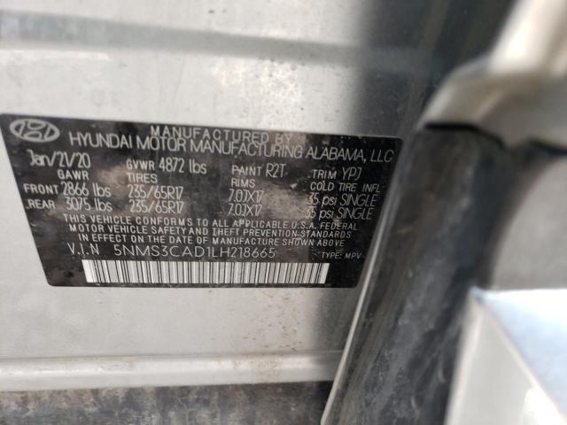 5NMS3CAD1LH218665 - 2020 HYUNDAI SANTA FE SEL Արծաթագույն լուսանկար 12