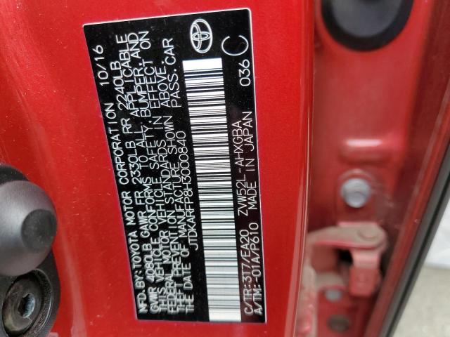 JTDKARFP8H3000840 - 2017 TOYOTA PRIUS PRIM RED photo 12