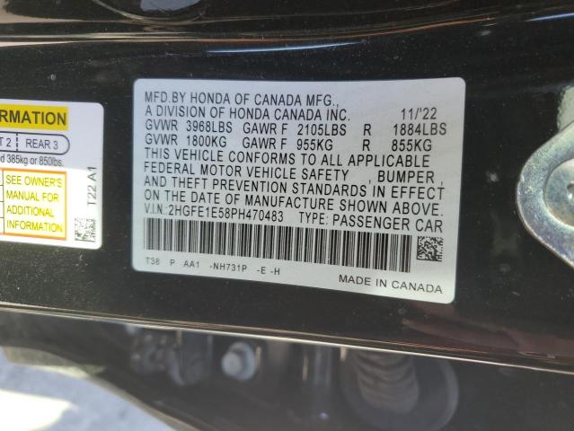 2HGFE1E58PH470483 - 2023 HONDA CIVIC SI 黑色 照片 12