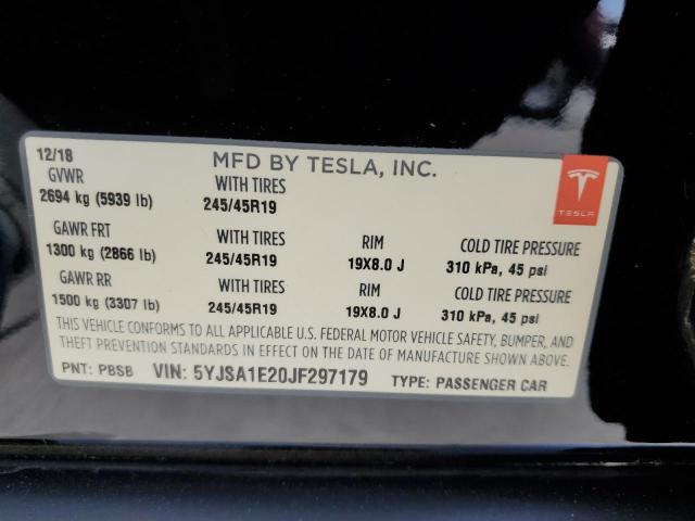5YJSA1E20JF297179 - 2018 TESLA MODEL S BLACK photo 12