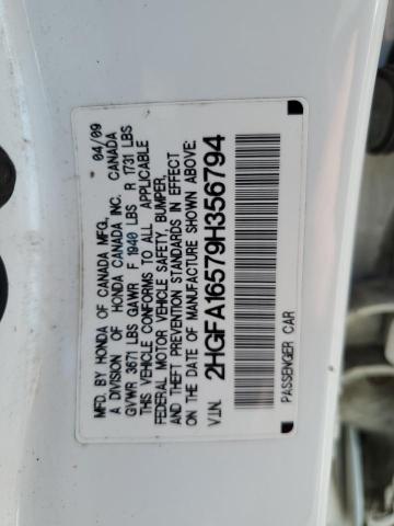 2HGFA16579H356794 - 2009 HONDA CIVIC LX WHITE photo 13