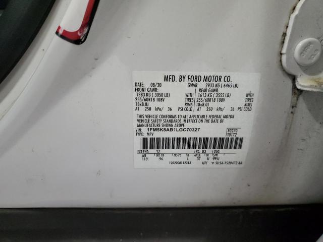 1FM5K8AB1LGC70327 - 2020 FORD EXPLORER POLICE INTERCEPTOR 白色 照片 13