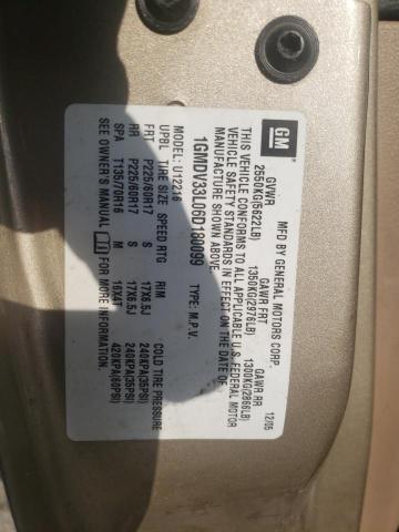 1GMDV33L06D180099 - 2006 PONTIAC MONTANA SV6 TAN photo 12