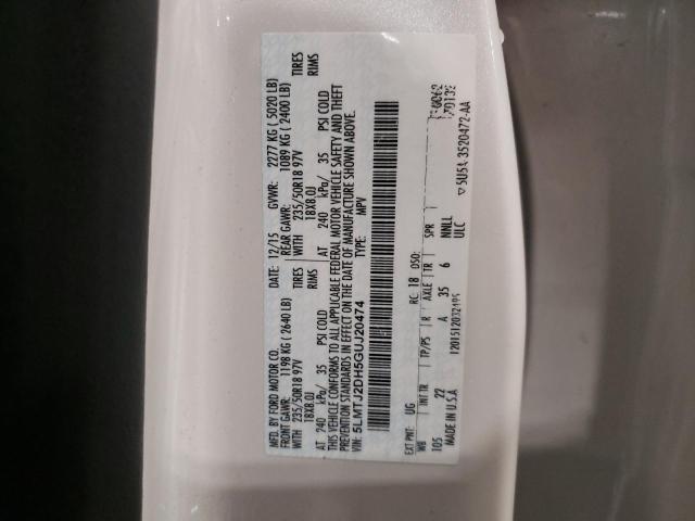 5LMTJ2DH5GUJ20474 - 2016 LINCOLN MKC SELECT Սպիտակ լուսանկար 13