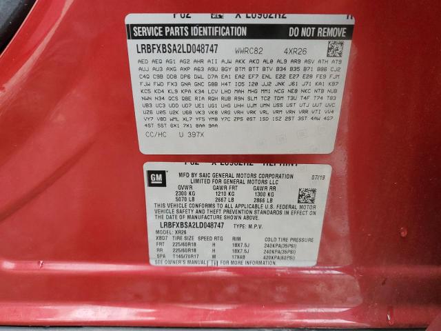 LRBFXBSA2LD048747 - 2020 BUICK ENVISION PREFERRED MAROON photo 14