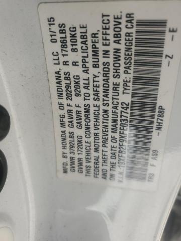 19XFB2F9XFE037742 - 2015 HONDA CIVIC EXL WHITE photo 12
