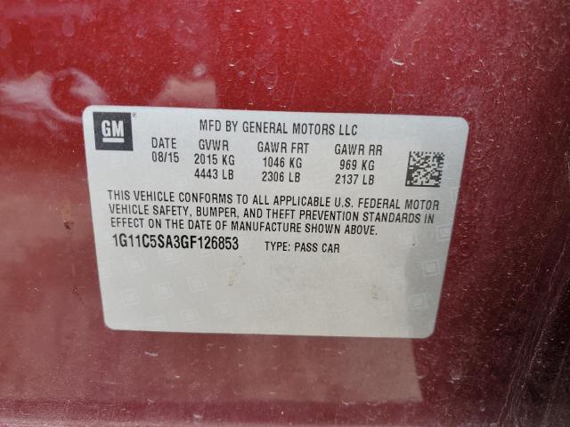 1G11C5SA3GF126853 - 2016 CHEVROLET MALIBU LIM LT 栗色 照片 12