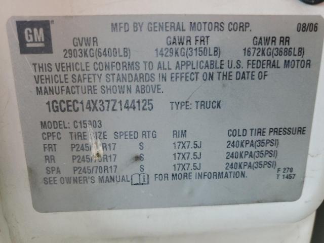 1GCEC14X37Z144125 - 2007 CHEVROLET SILVERADO C1500 CLASSIC Ağ foto 12